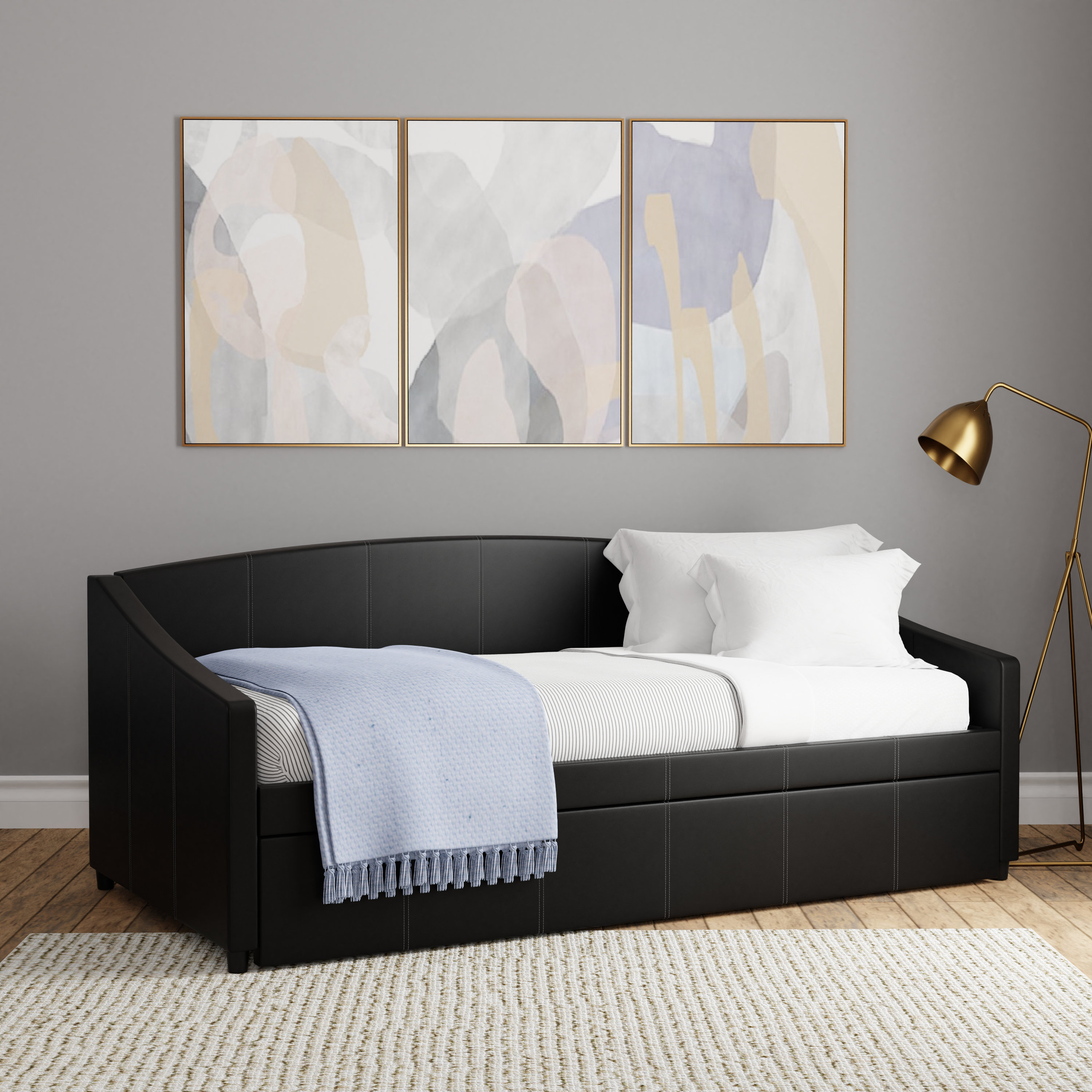 Ebern Designs Aliosha Upholstered Daybed with Trundle